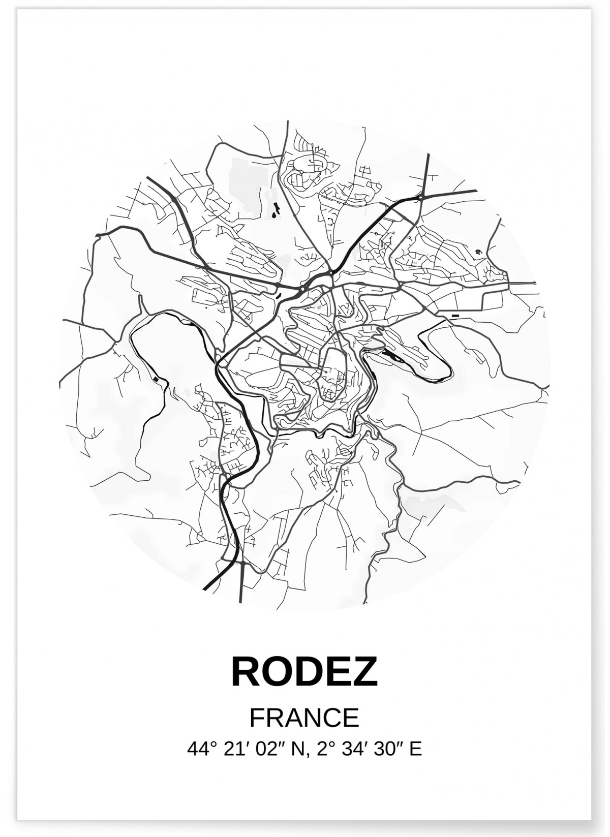 Affiche Carte Rodez