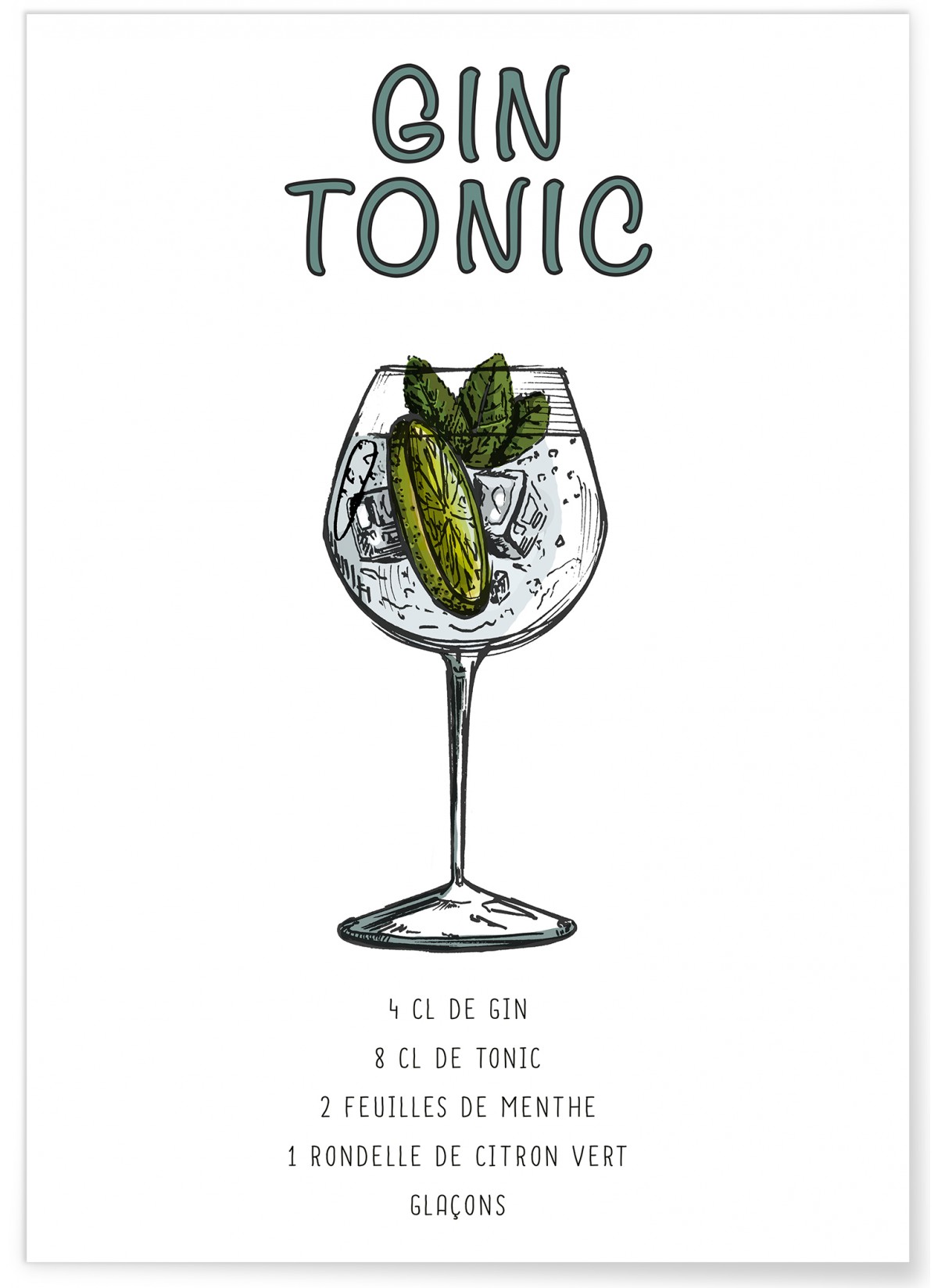 Affiche Cocktail Gin Tonic