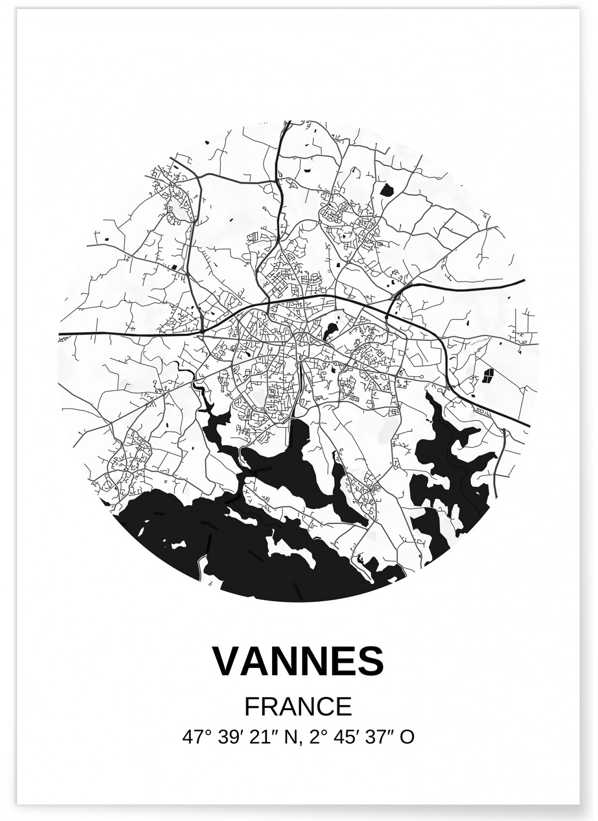 Affiche Carte Vannes
