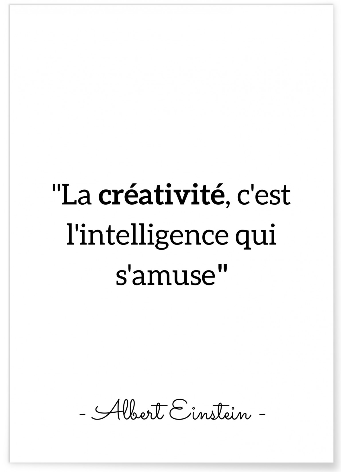Affiche Einstein "La créativité..."