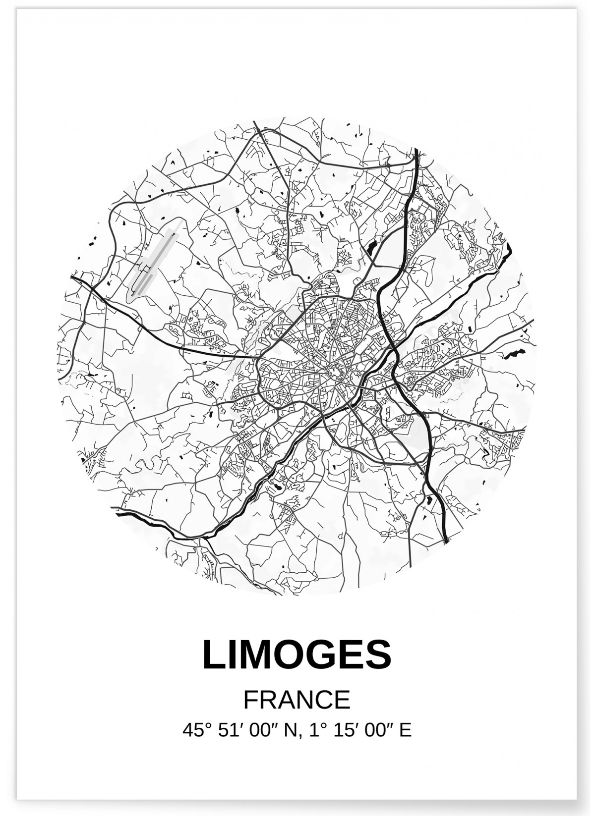 Affiche Carte Limoges