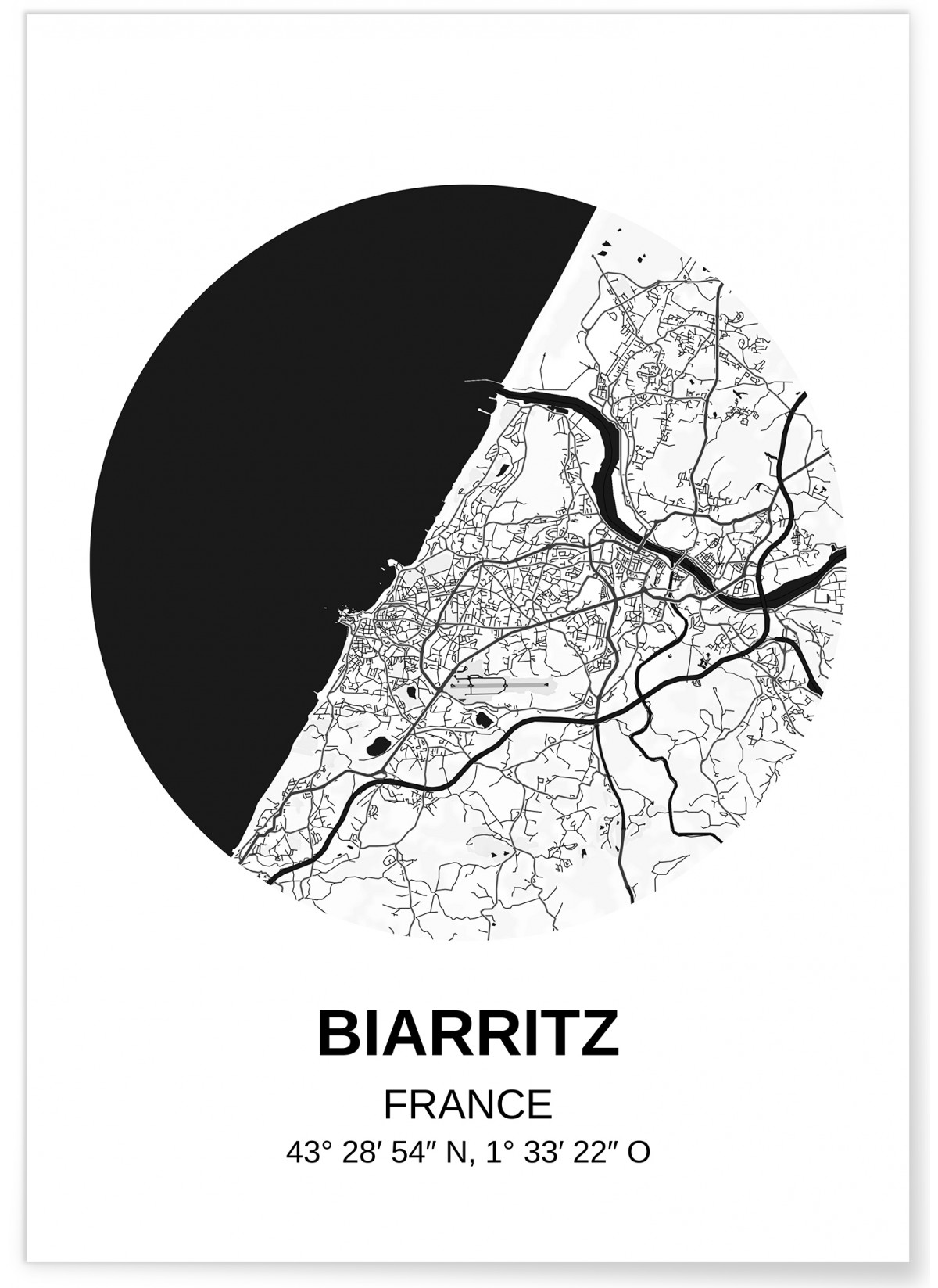 Affiche Carte Biarritz