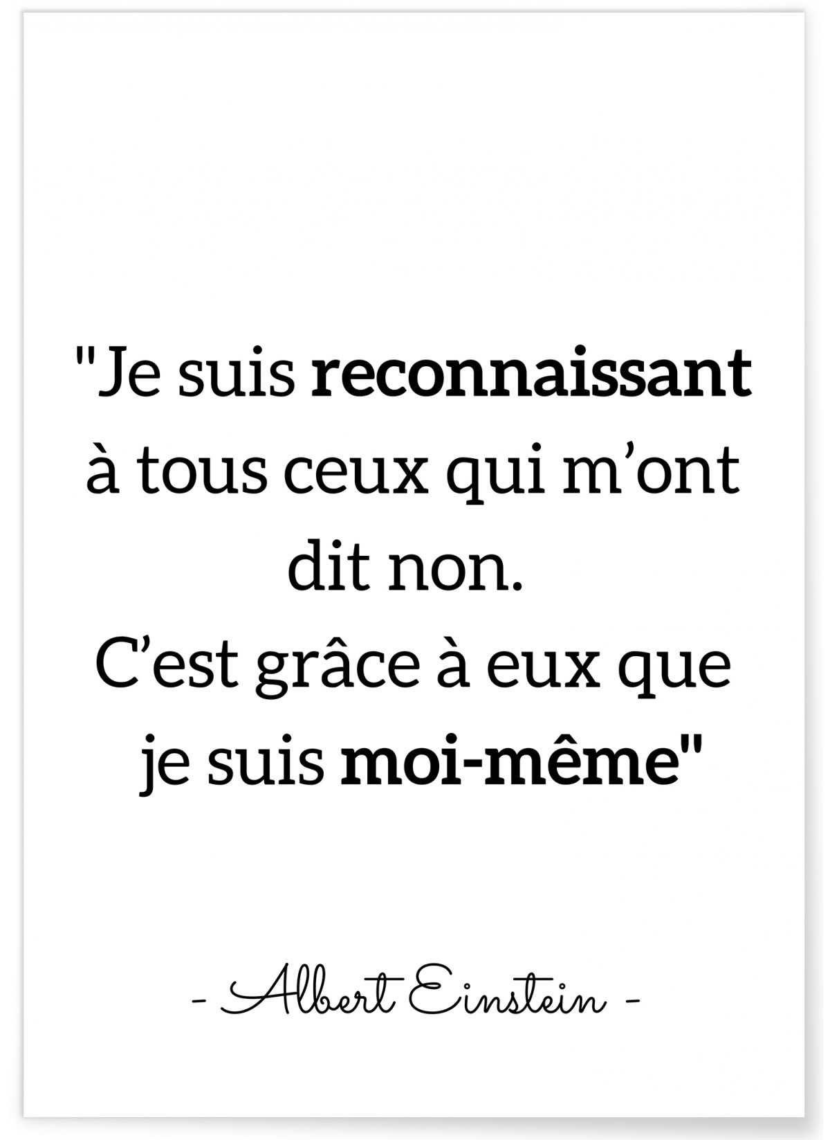 Poster Einstein "Je suis reconnaissant à tous..."
