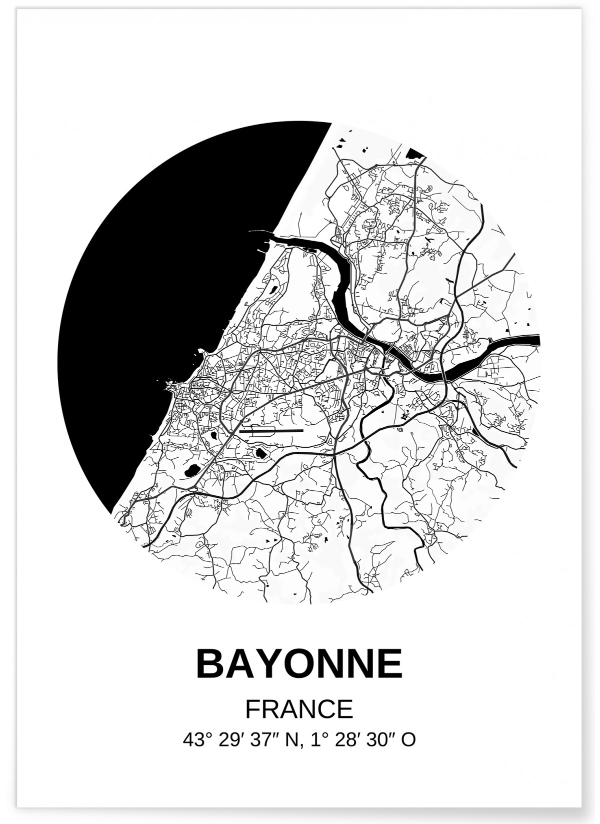 Affiche Carte Bayonne