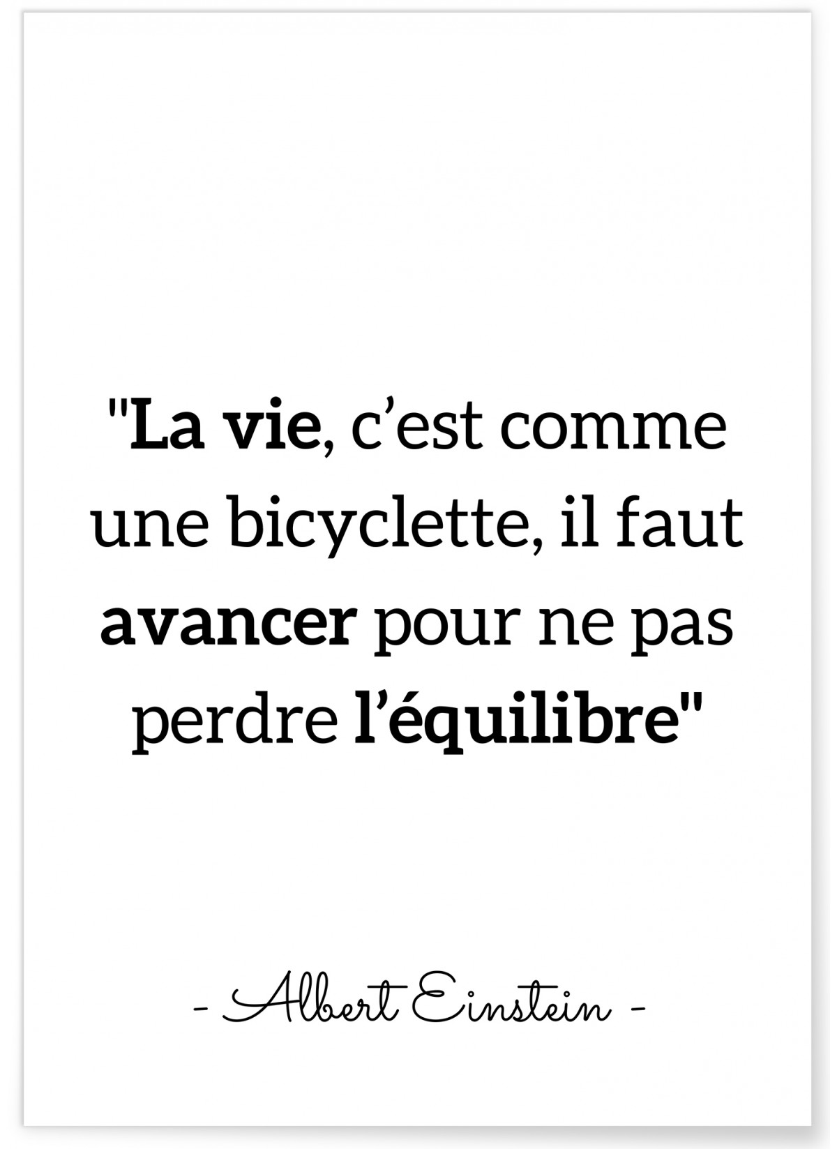 Affiche Einstein "La vie, c'est comme..."
