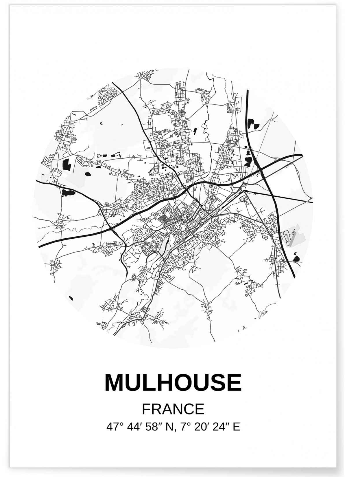 Affiche Carte Mulhouse