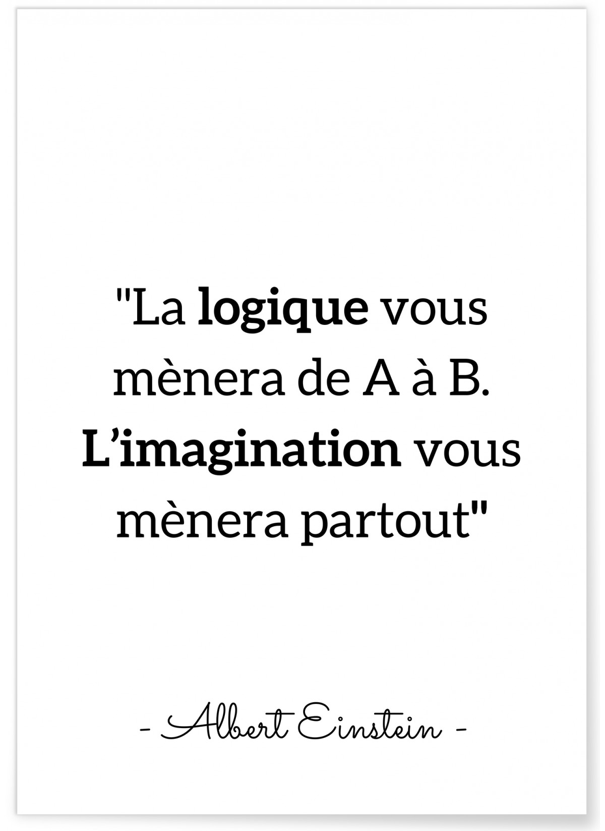 Affiche Einstein  "La logique vous mènera..."