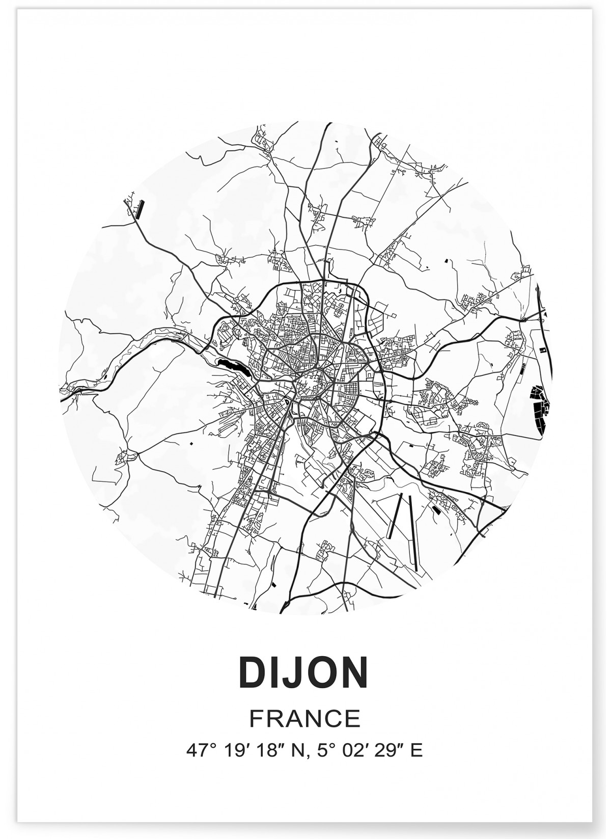 Affiche Carte Dijon