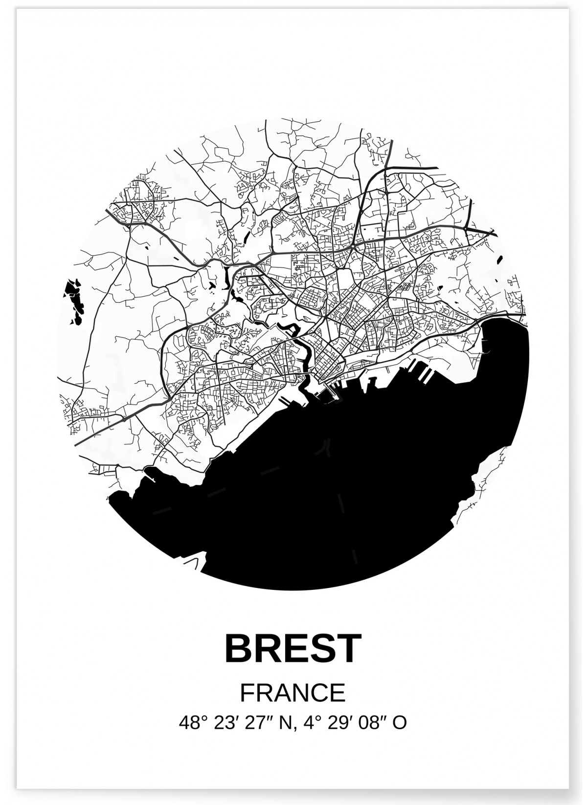Affiche Carte Brest