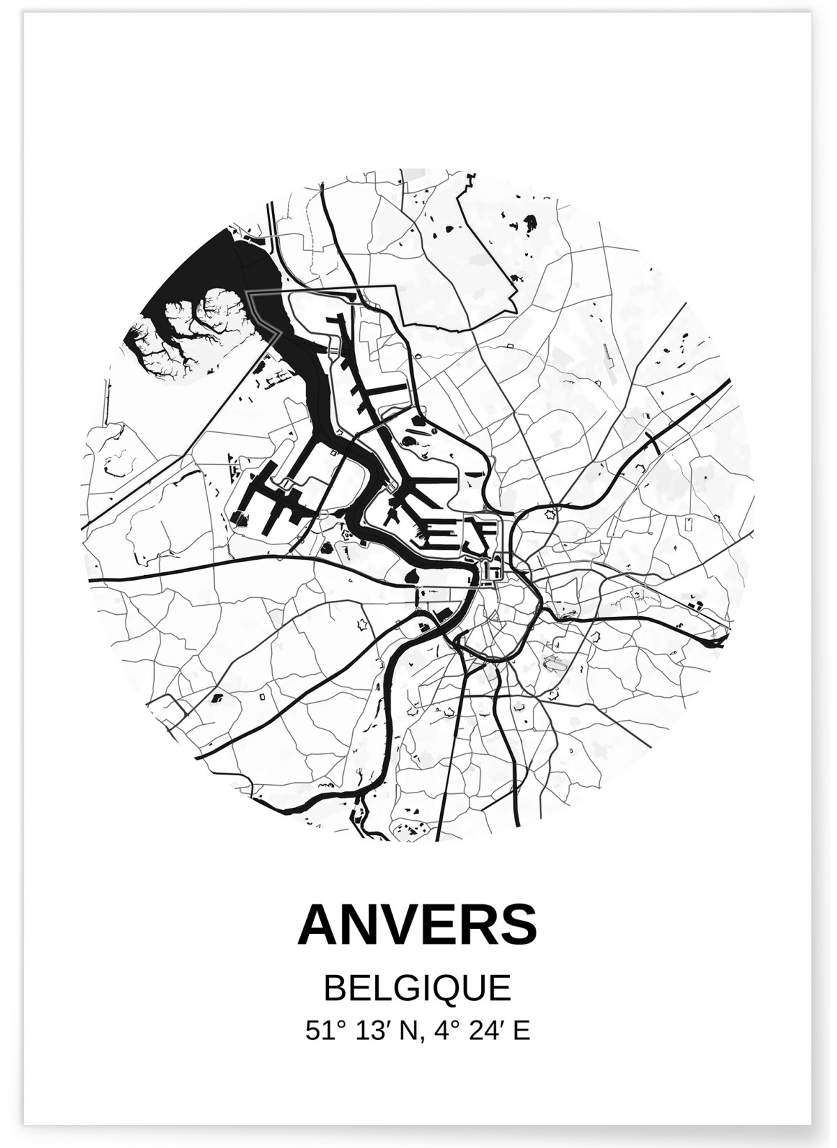 Affiche Carte Anvers
