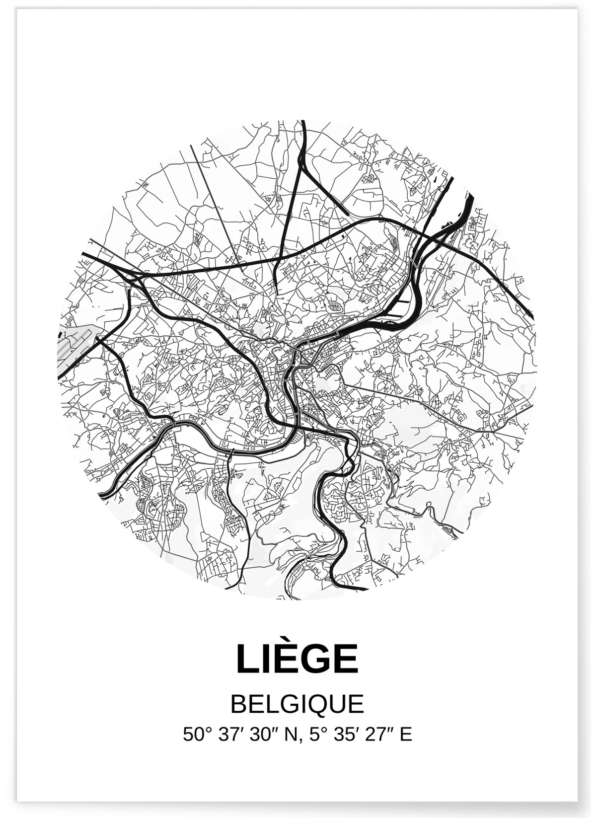 Affiche Carte Liège