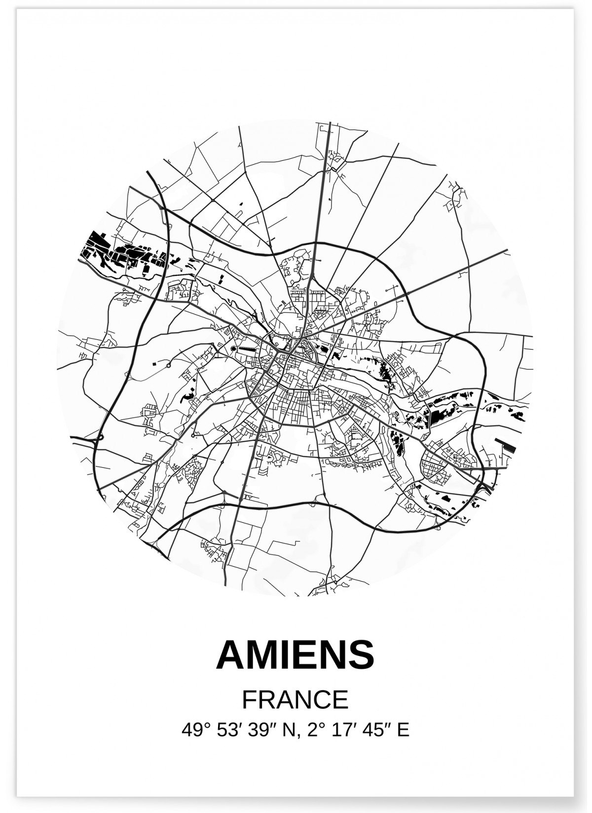Affiche Carte Amiens