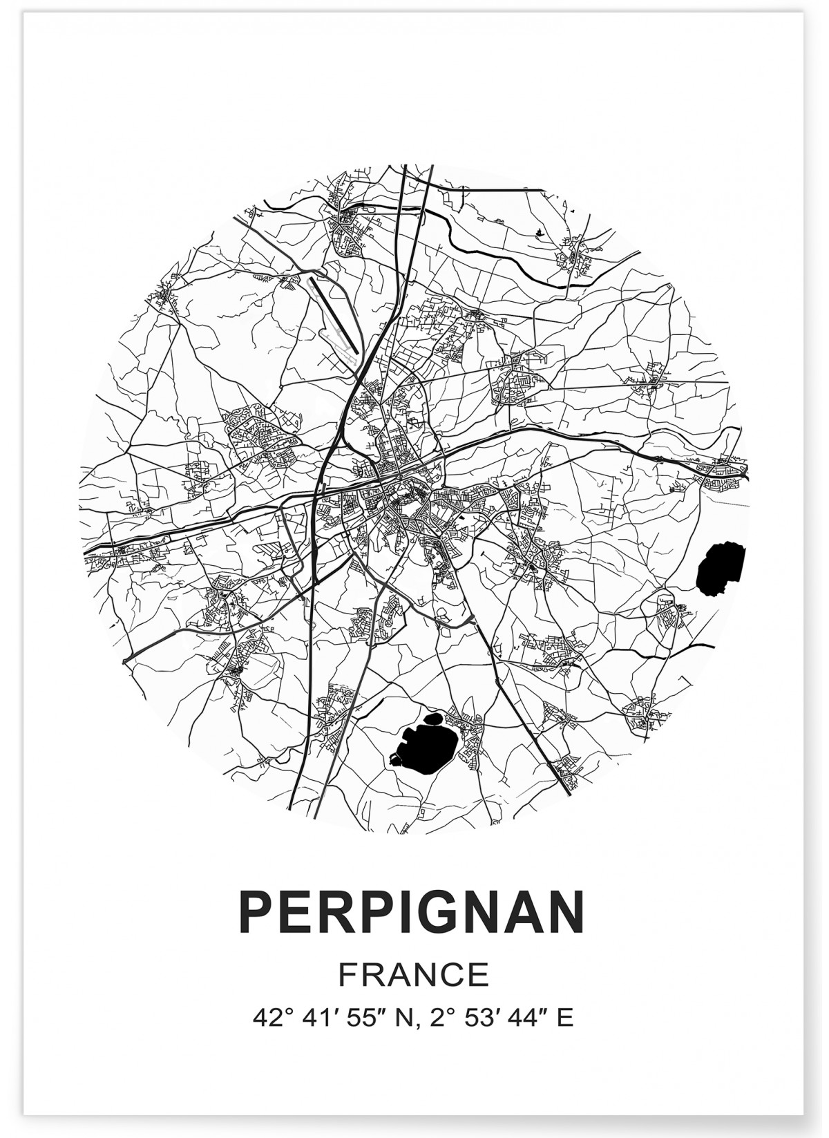 Affiche Carte Perpignan