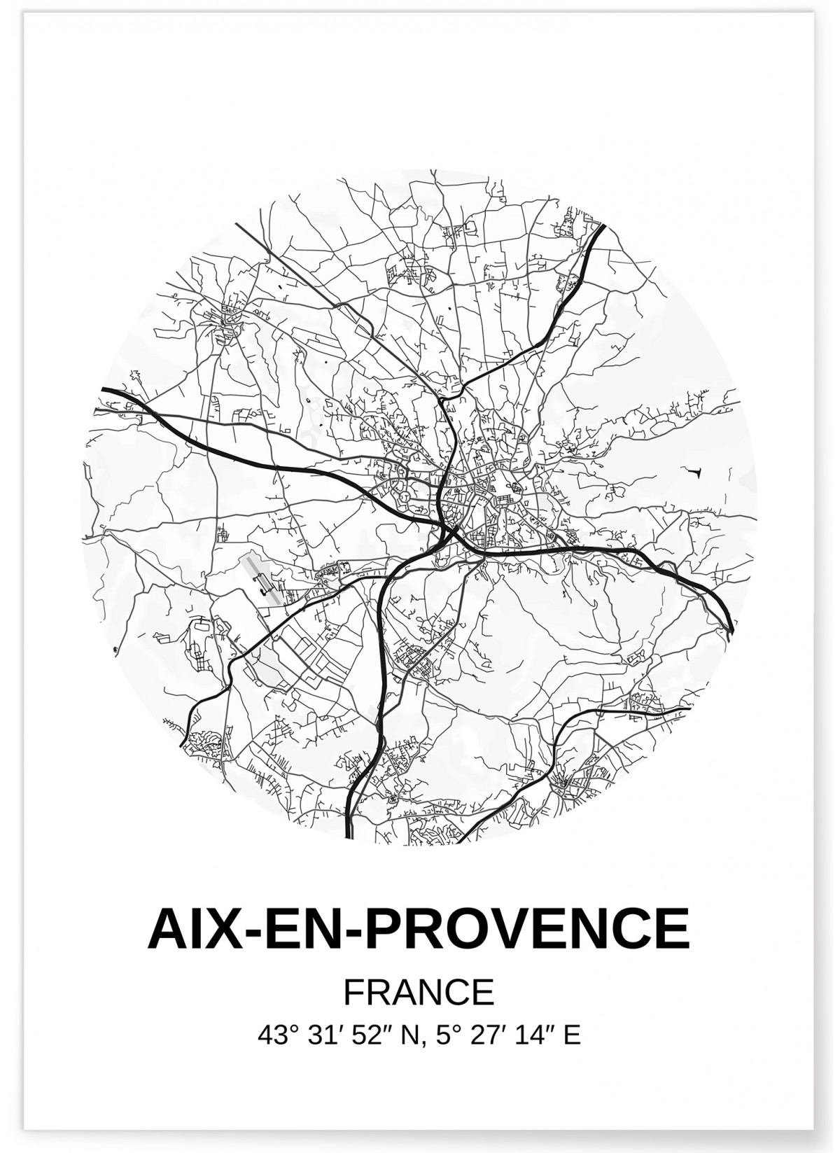 Affiche Carte Aix-en-Provence