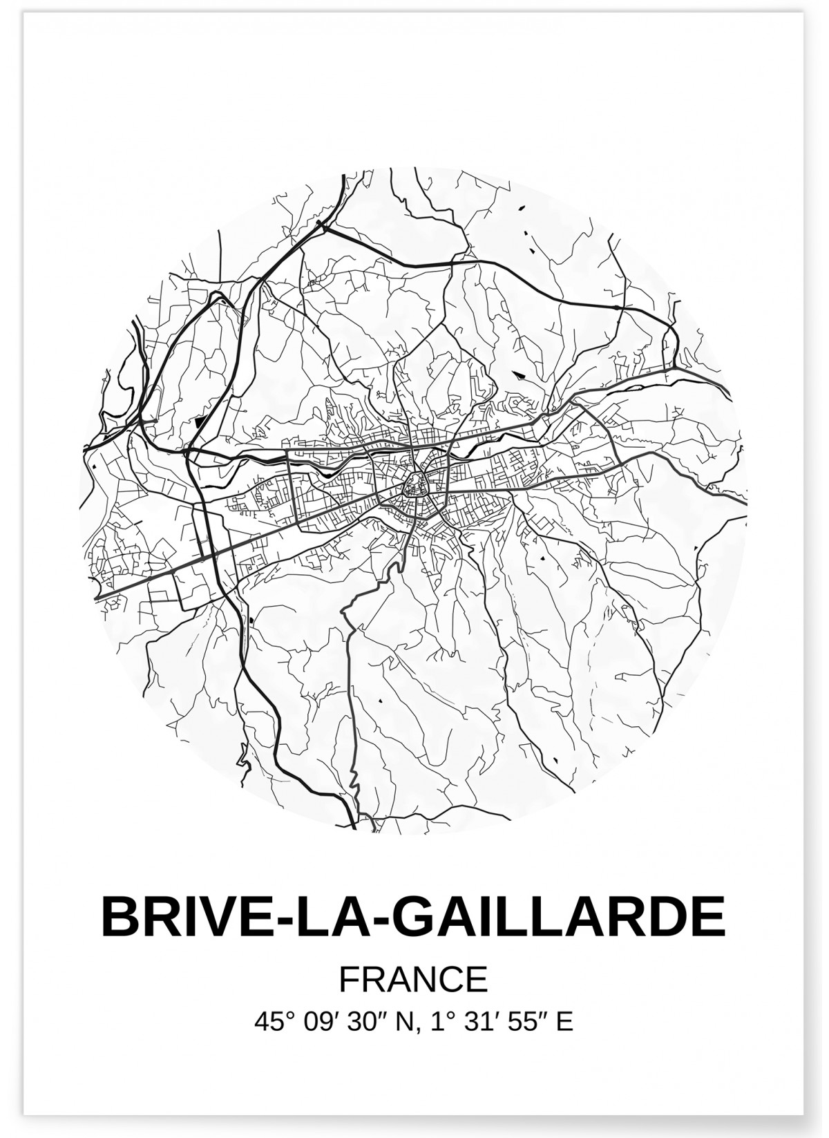 Affiche Carte Brive-la-Gaillarde