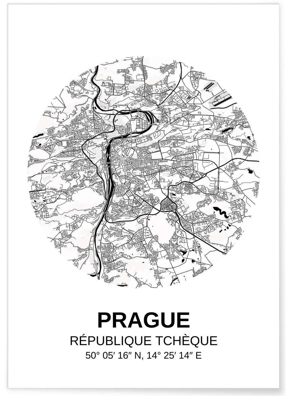 Affiche Carte Prague