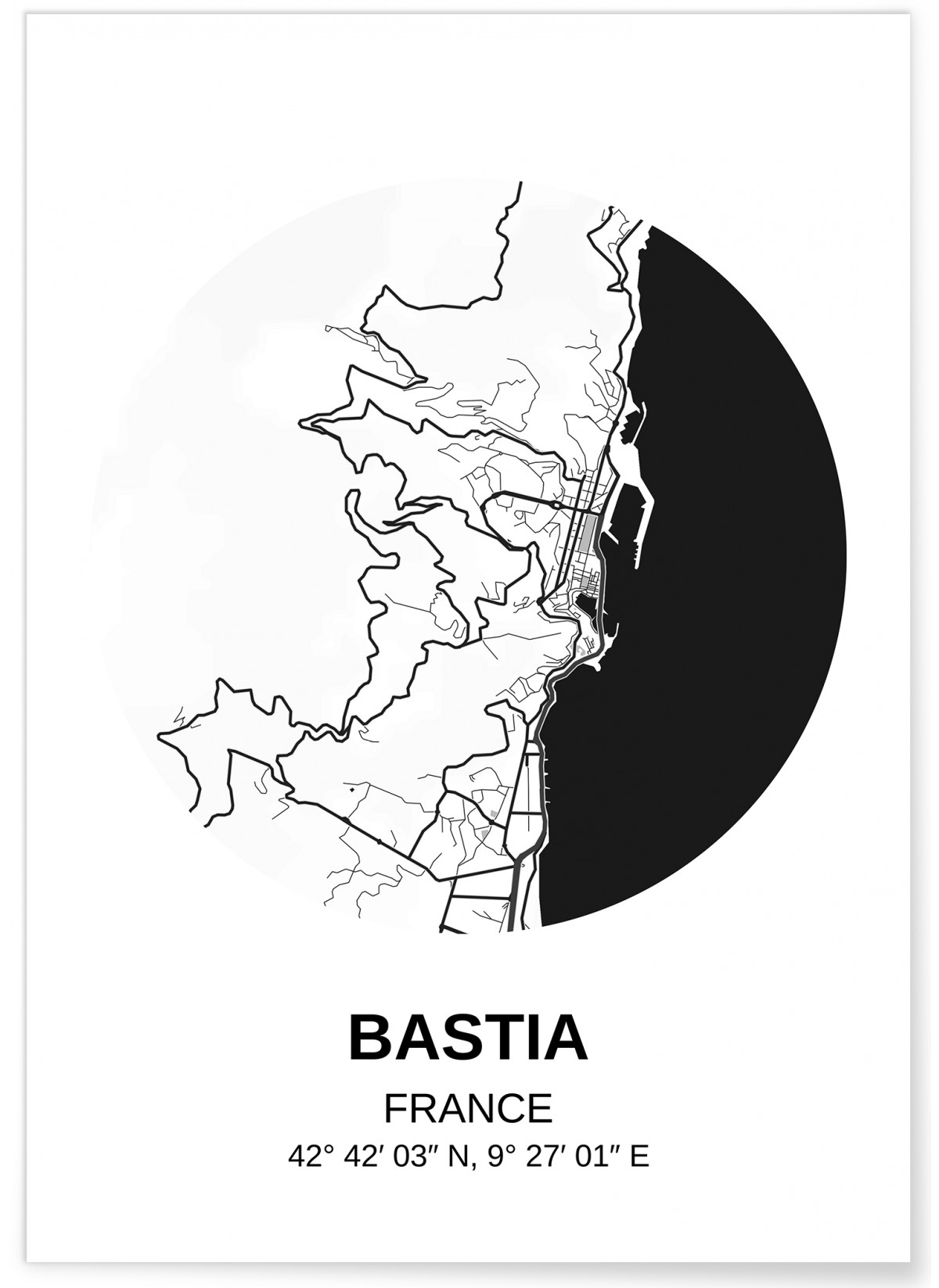 Affiche Carte Bastia