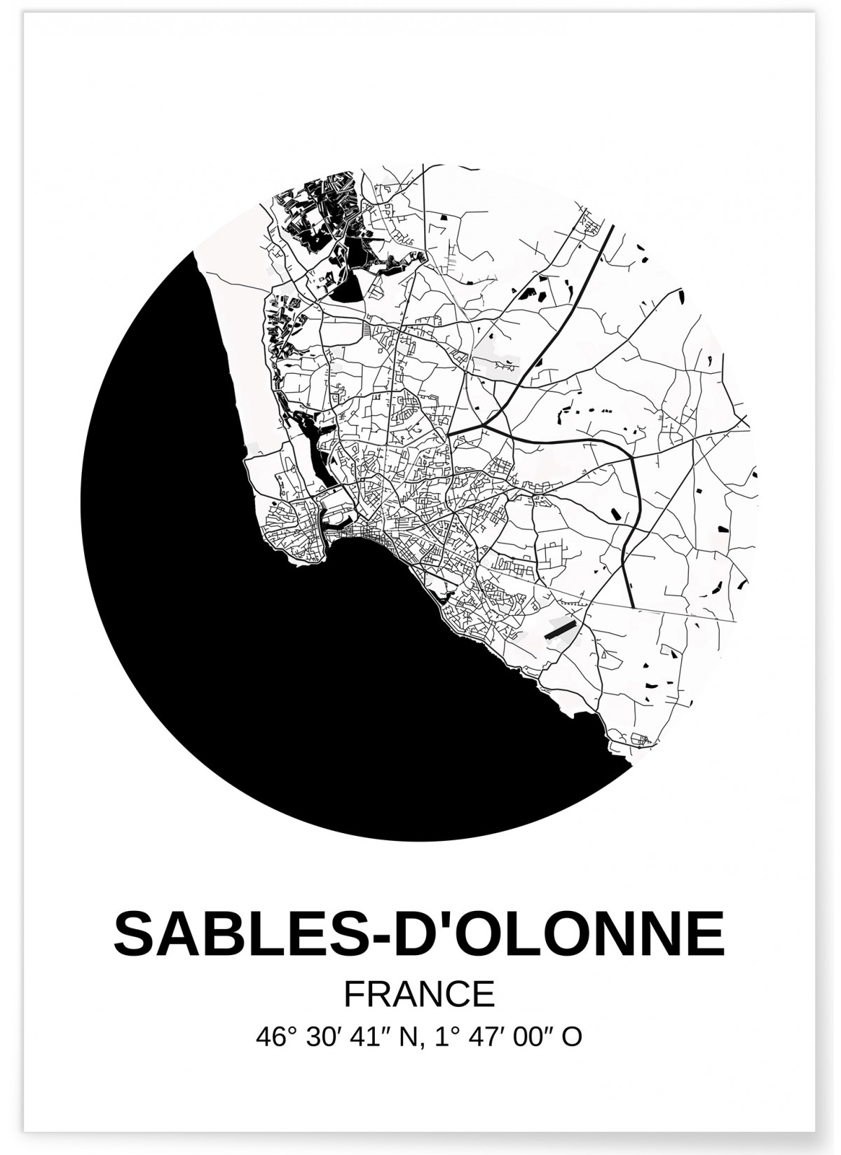 Affiche Carte Sables d'Olonne