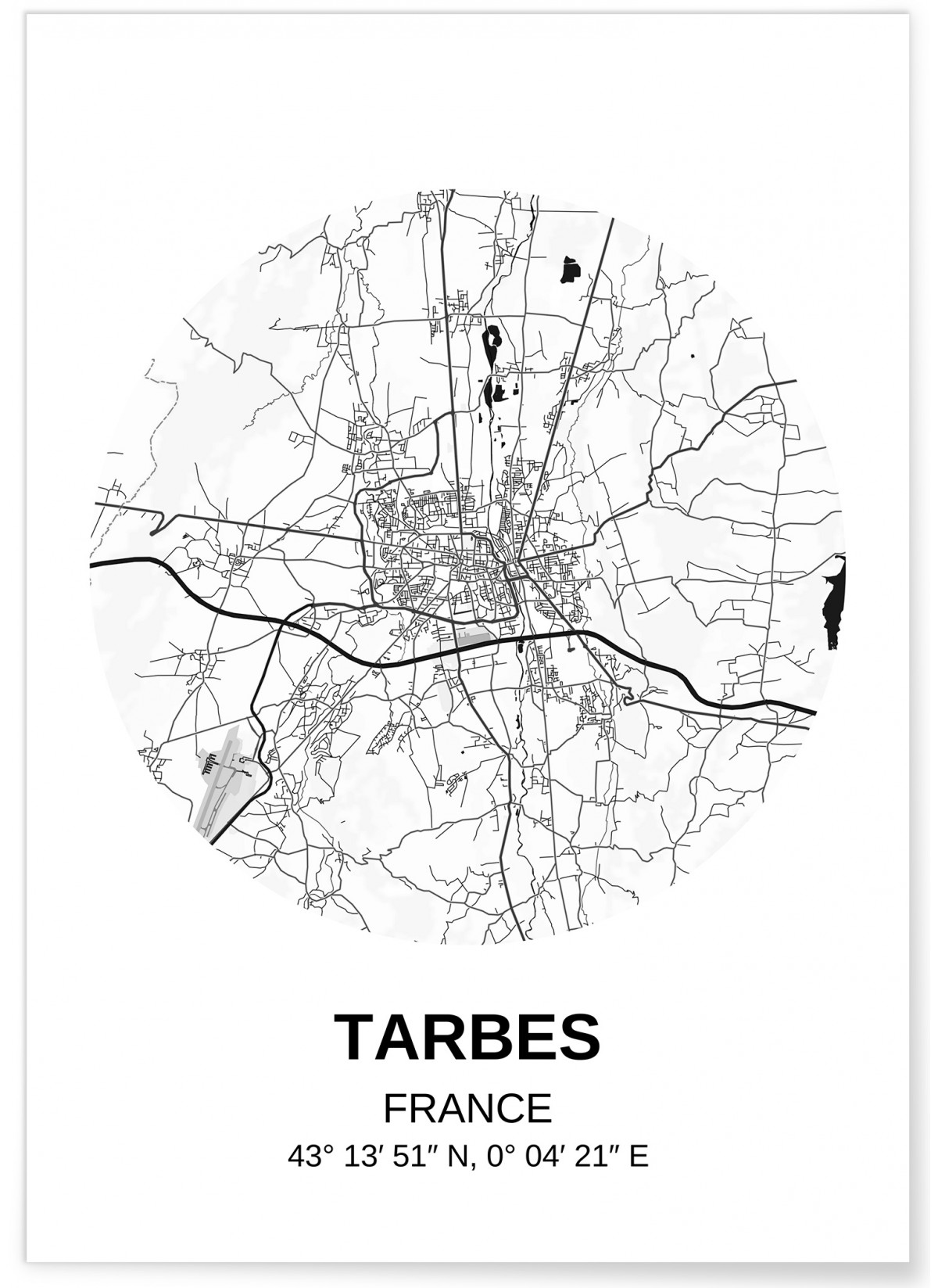 Affiche Carte Tarbes