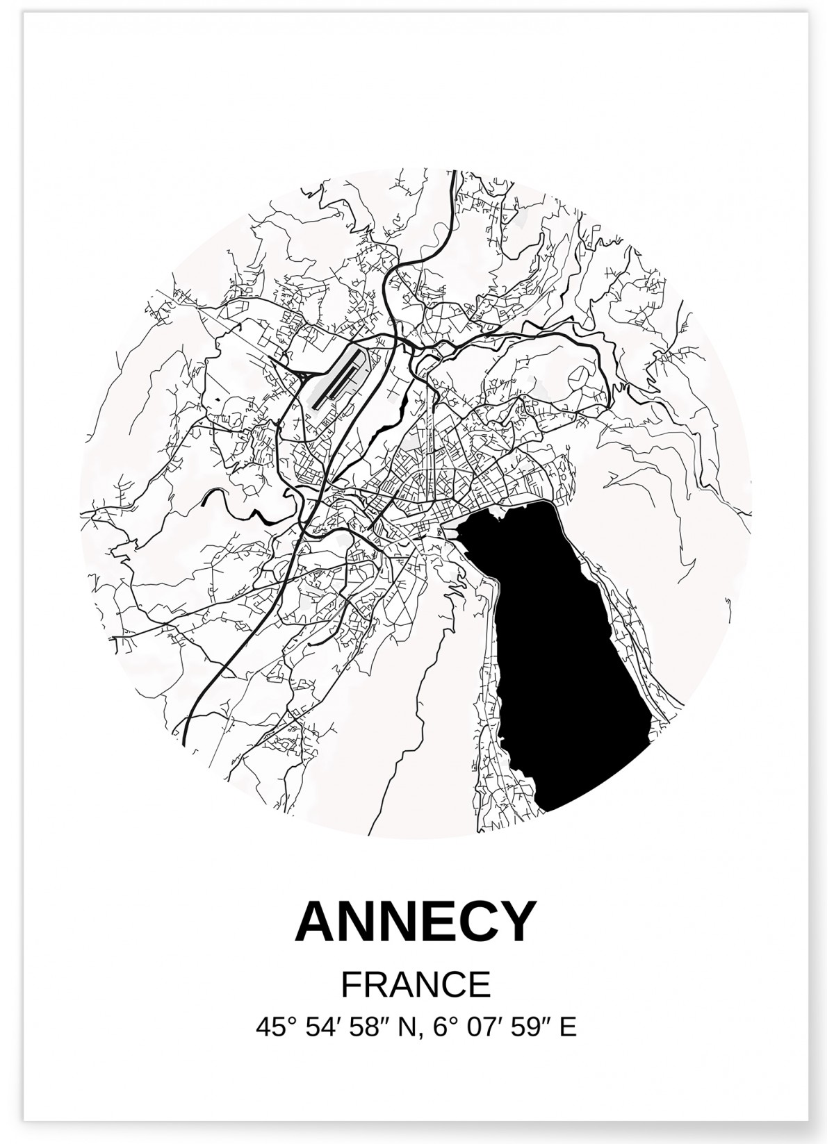Affiche Carte Annecy