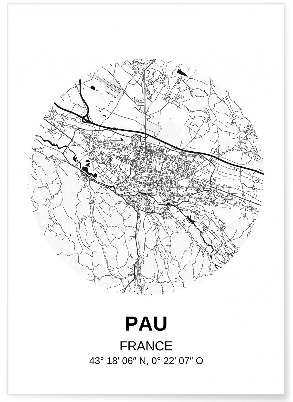 Affiche Carte Pau
