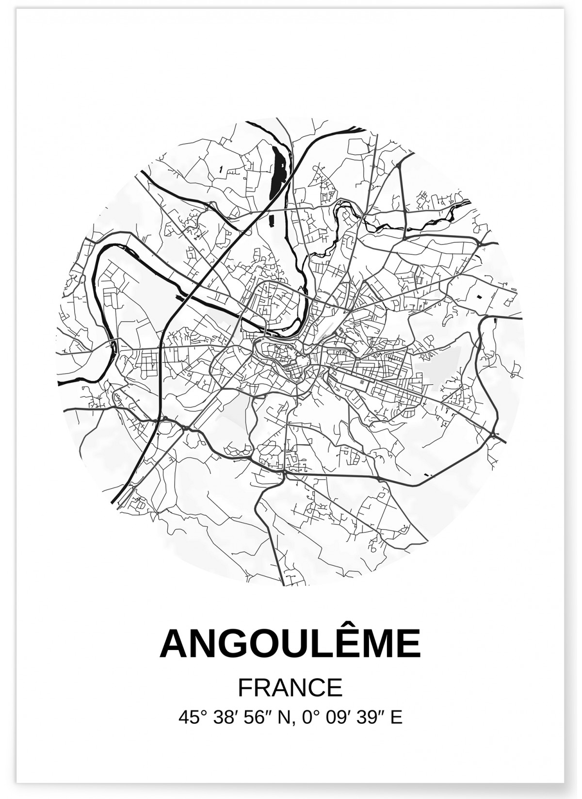Affiche Carte Angoulême