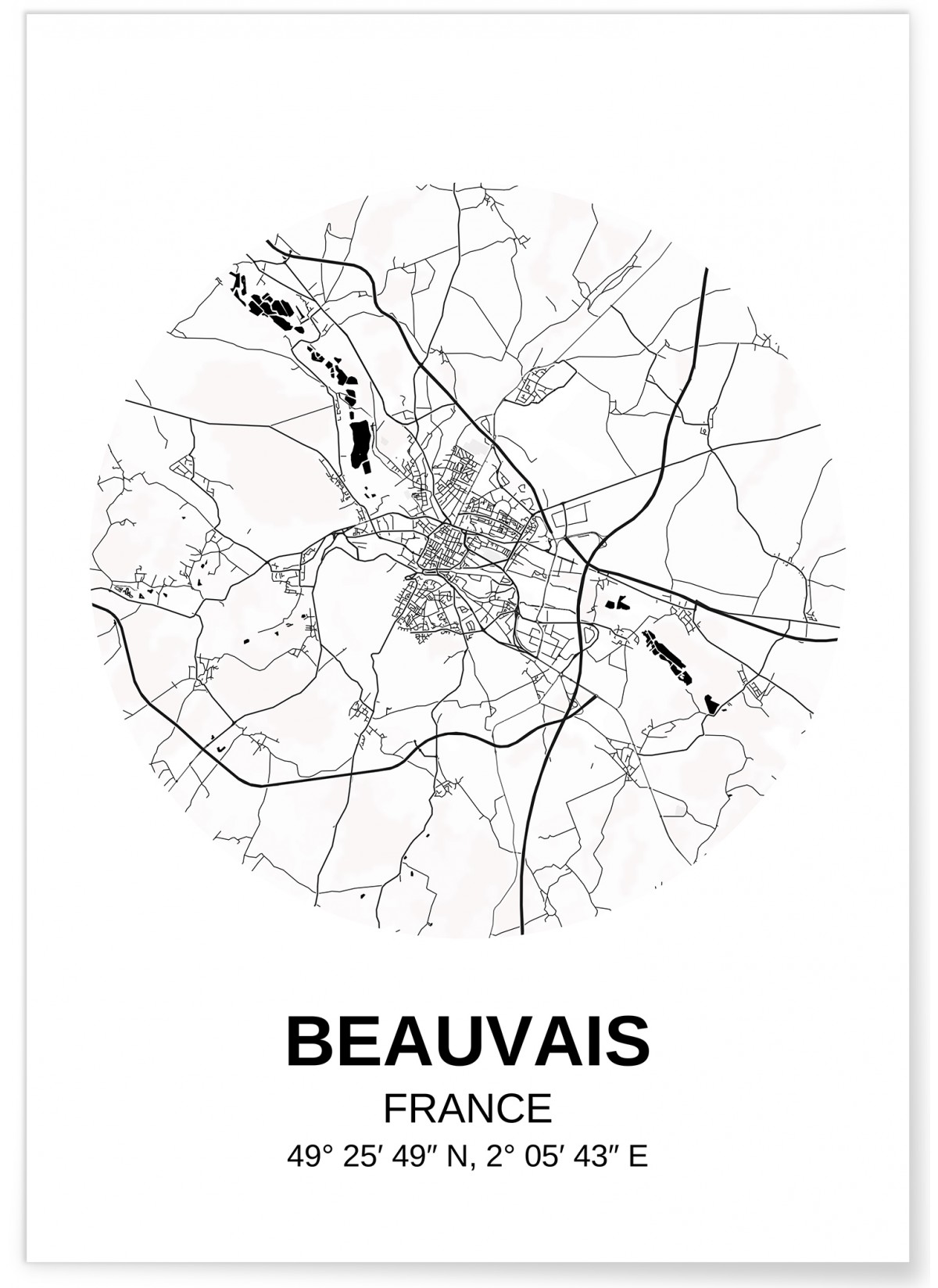 Affiche carte Beauvais