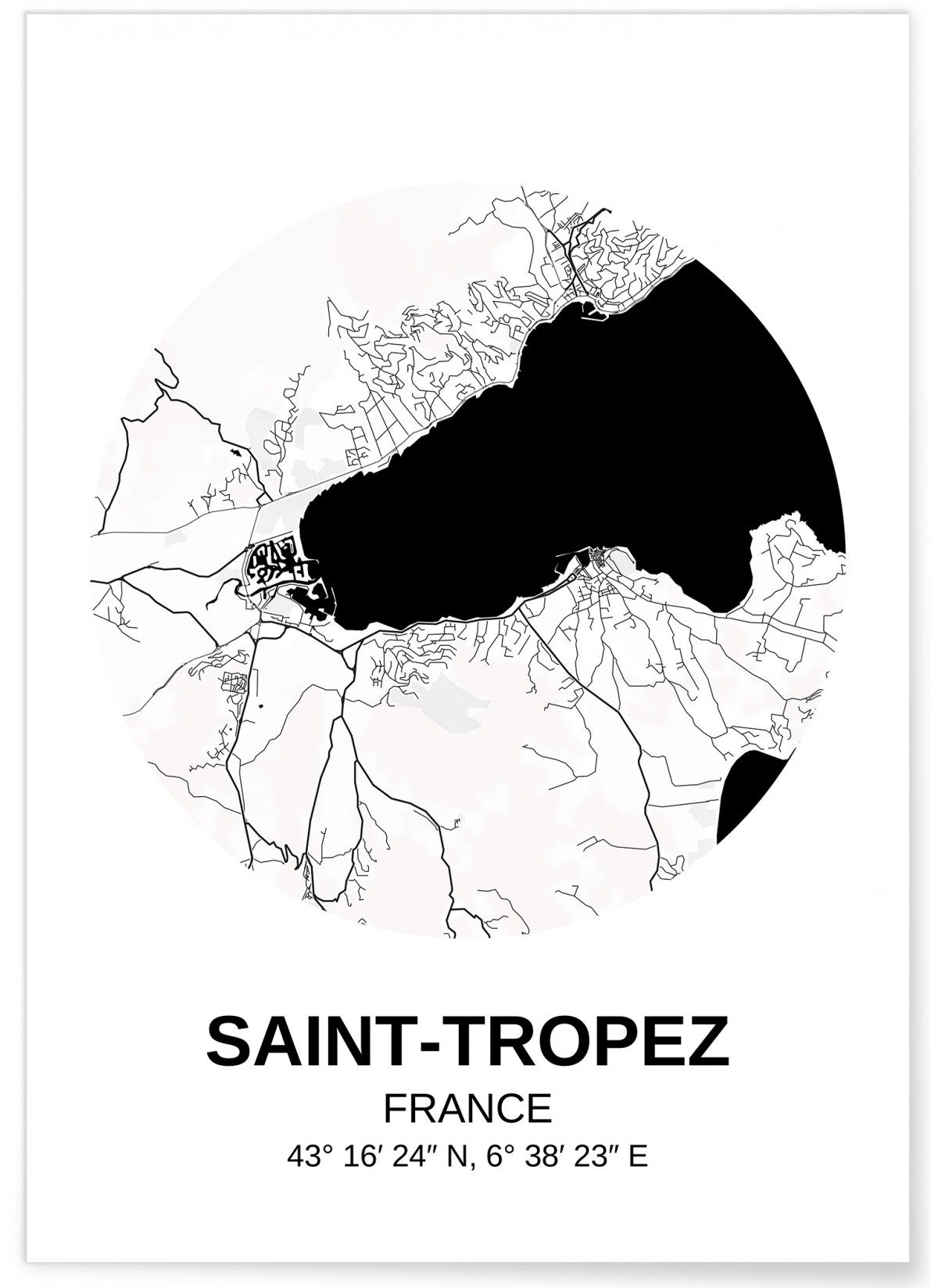Affiche carte Saint-Tropez
