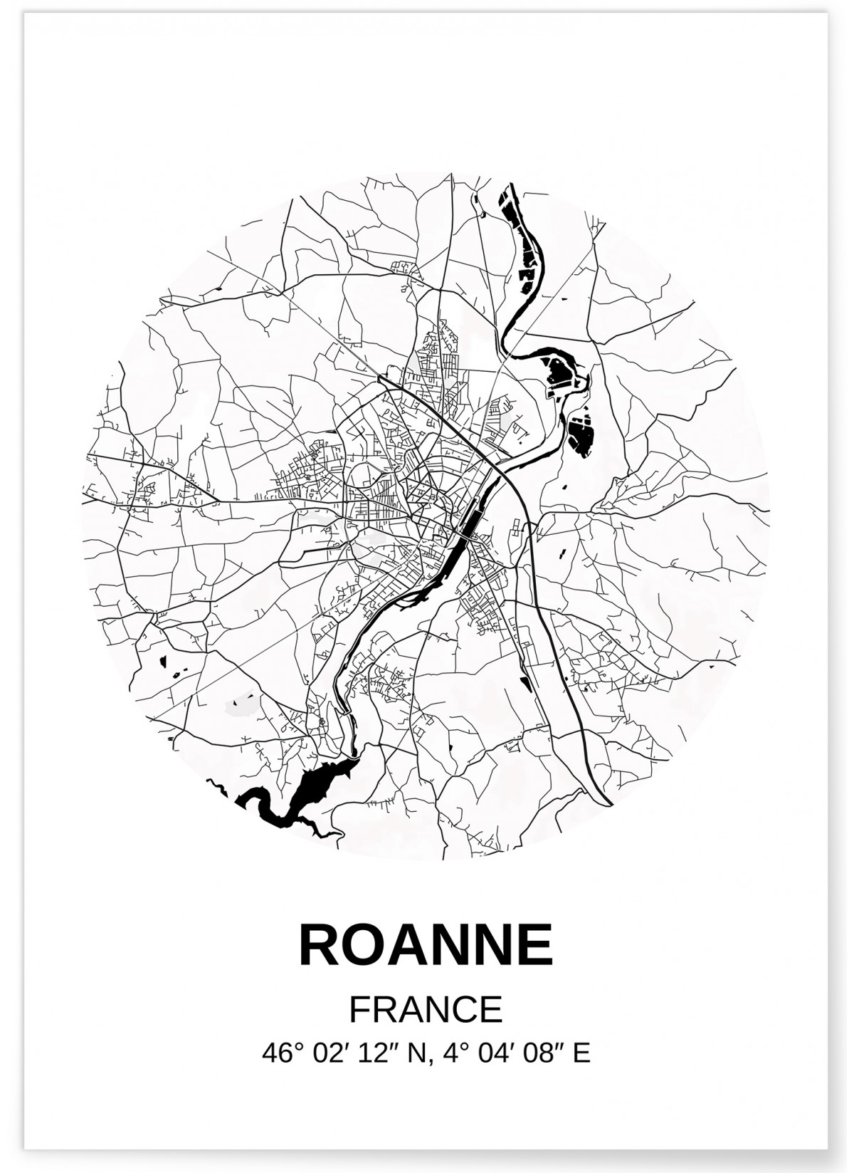 Affiche Carte Roanne