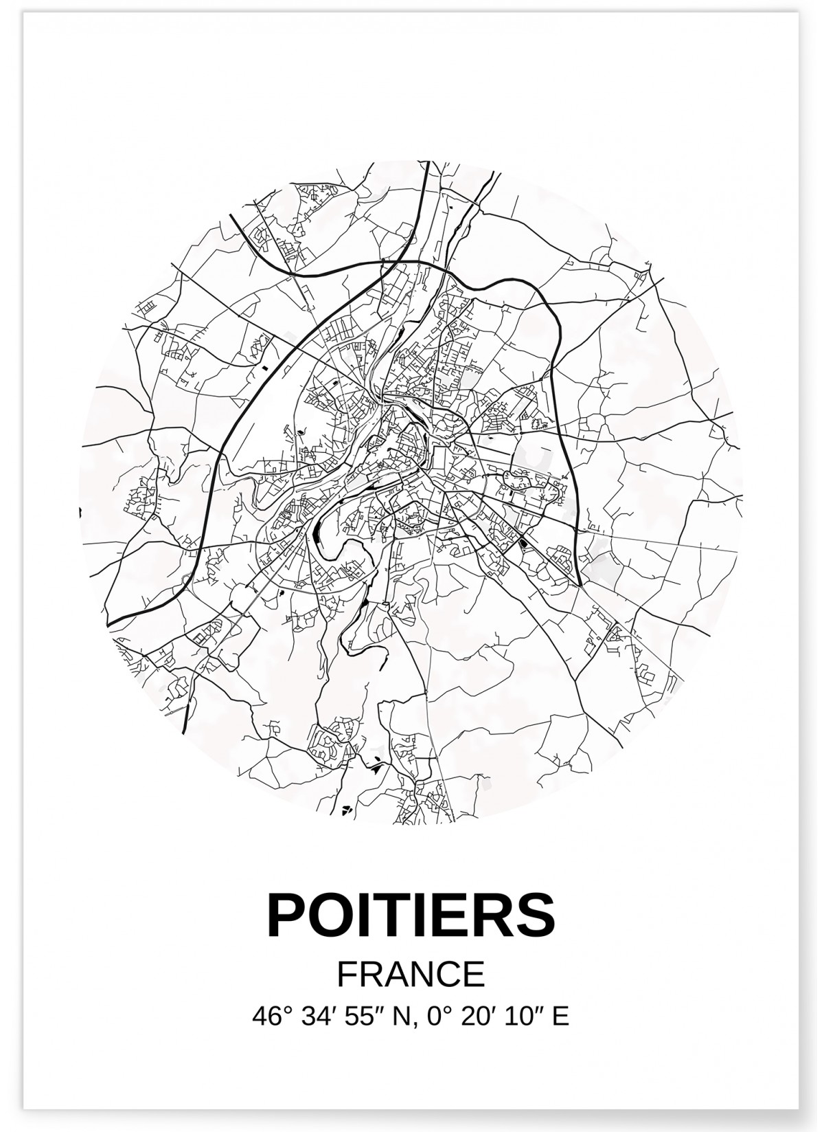 Affiche Carte Poitiers