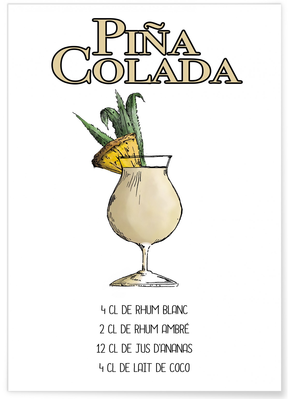 Affiche Cocktail Piña colada