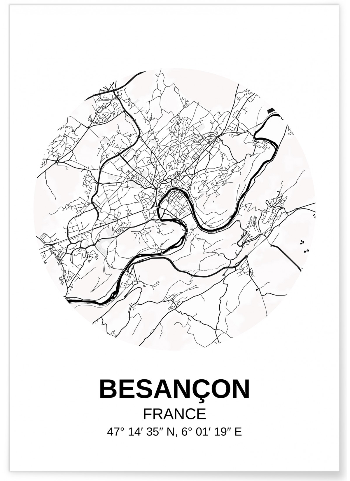 Affiche Carte Besançon