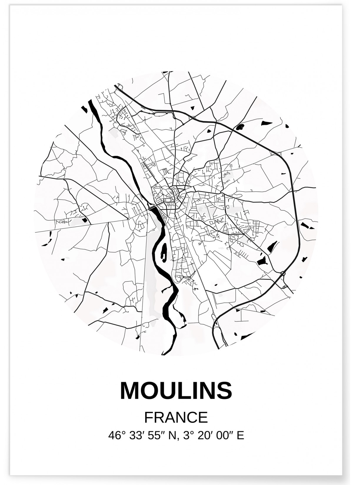 Affiche Carte Moulins