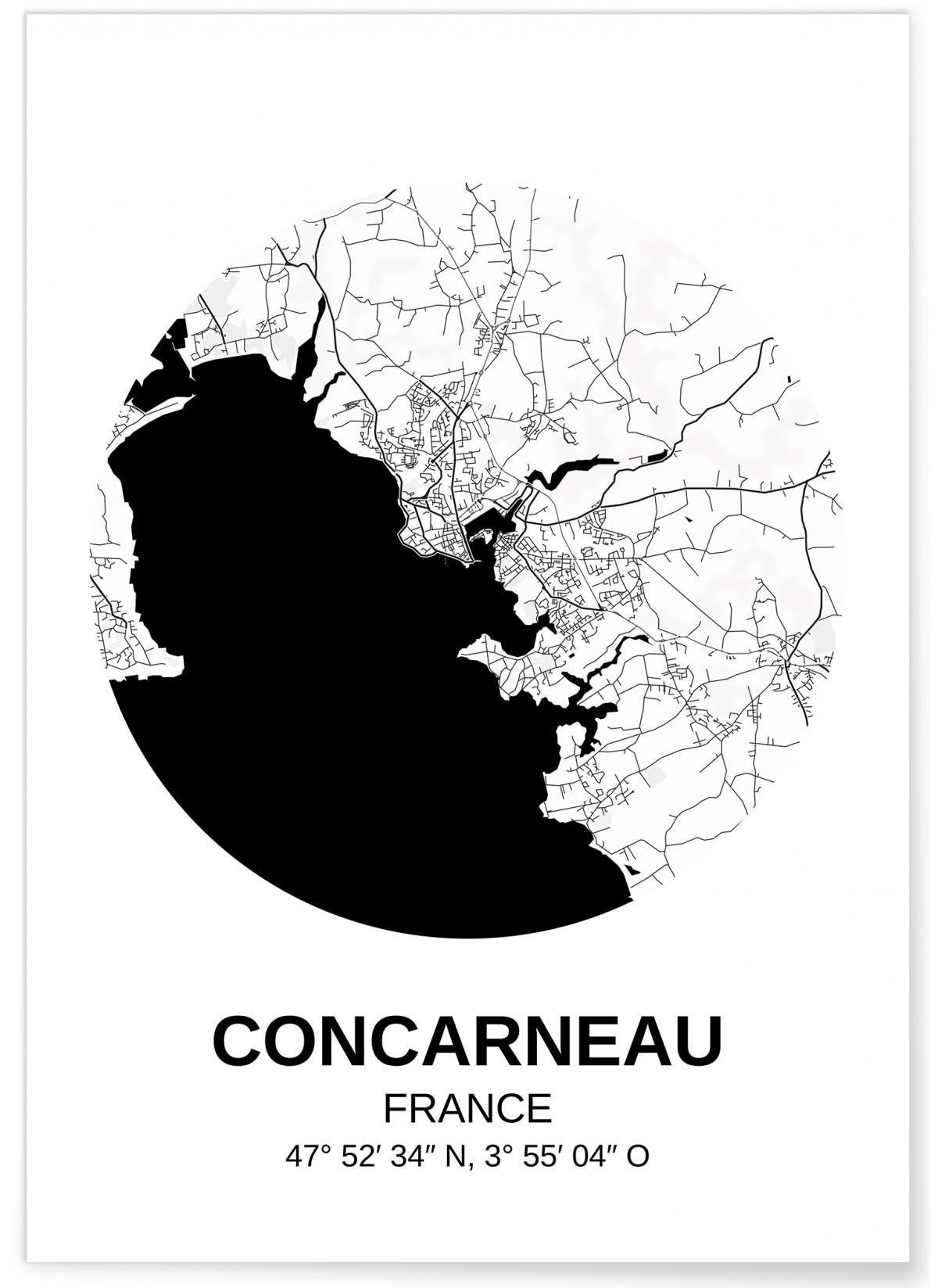 Affiche Carte Concarneau