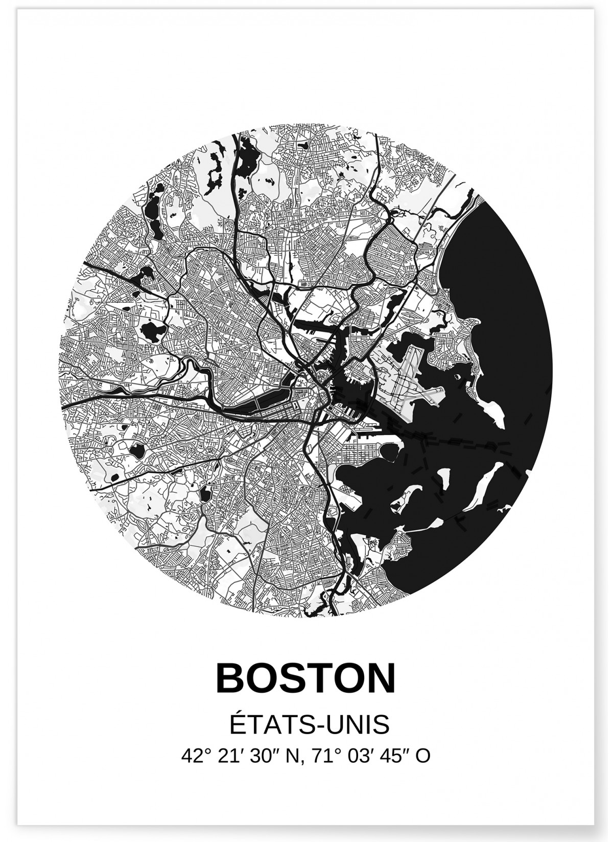 Affiche Carte Boston