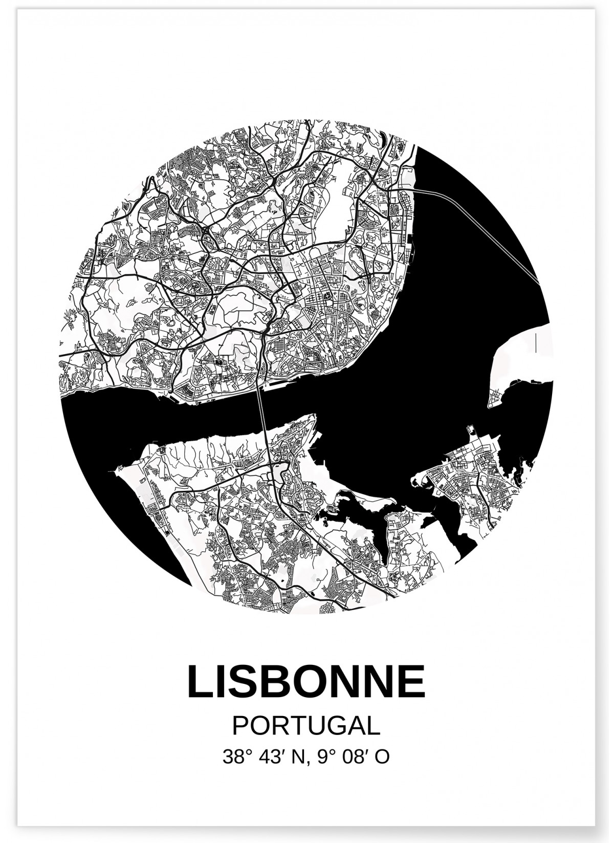 Affiche Carte Lisbonne