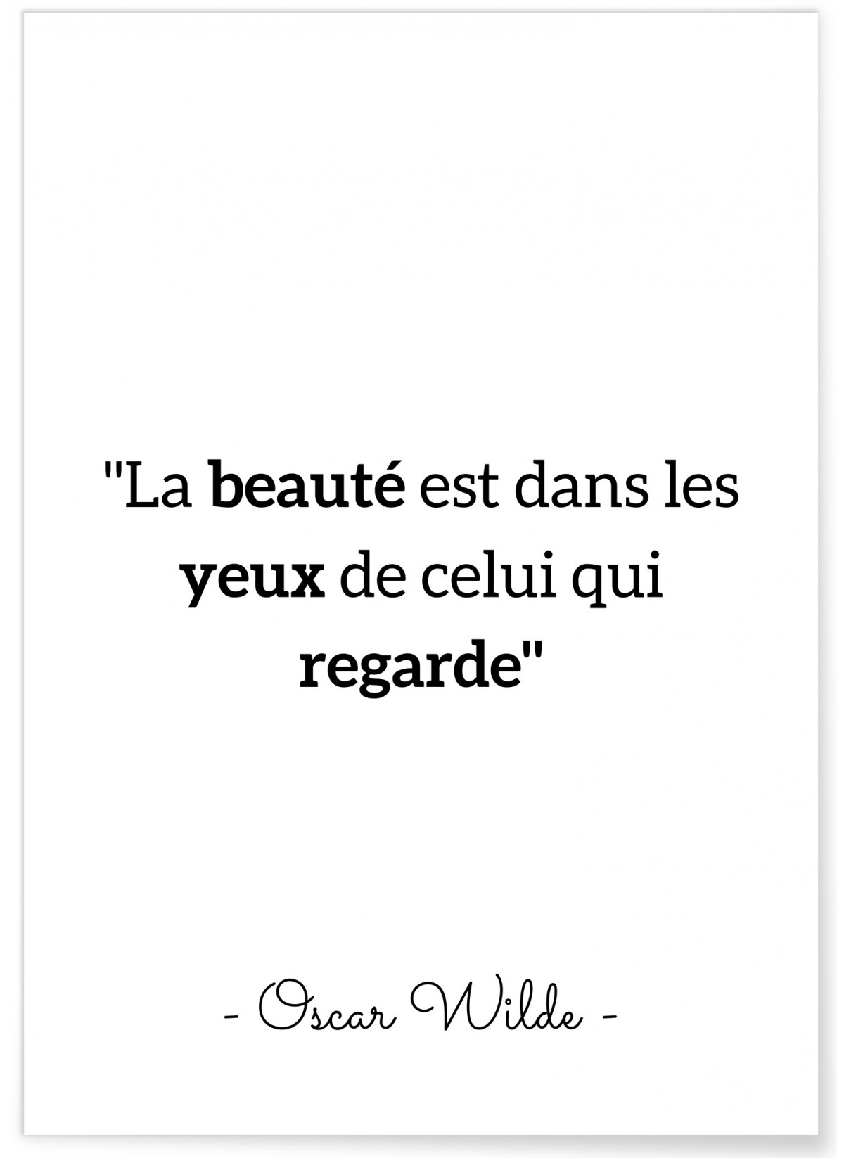 Affiche Oscar Wilde "La beauté est dans les yeux..."