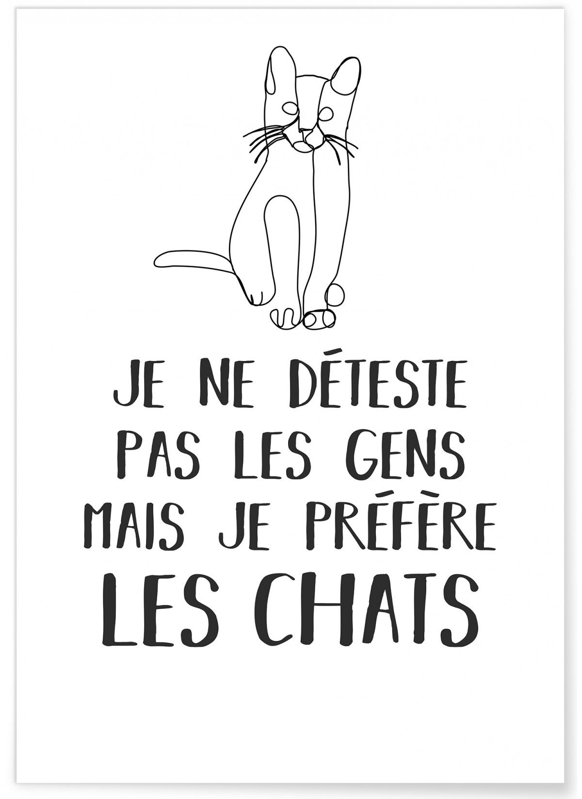Affiche "Je préfère les chats..."