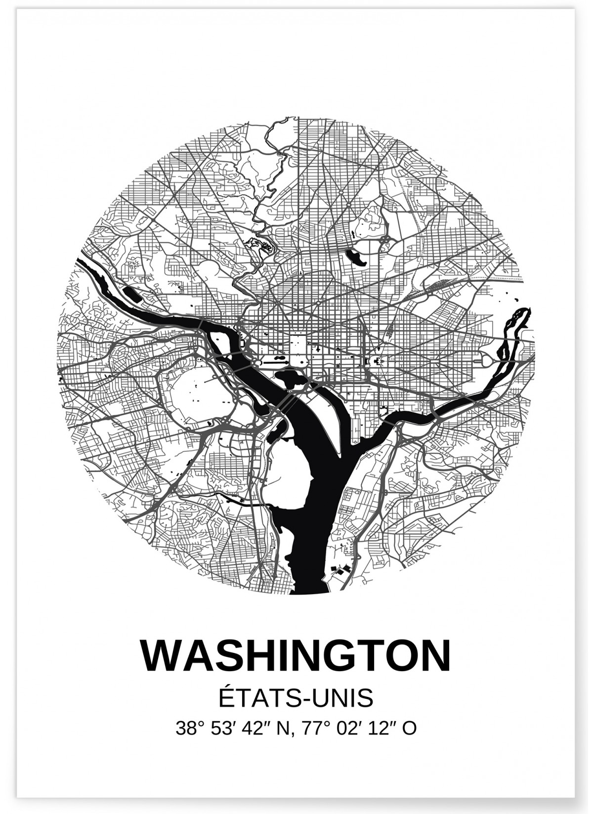 Affiche Carte Washington