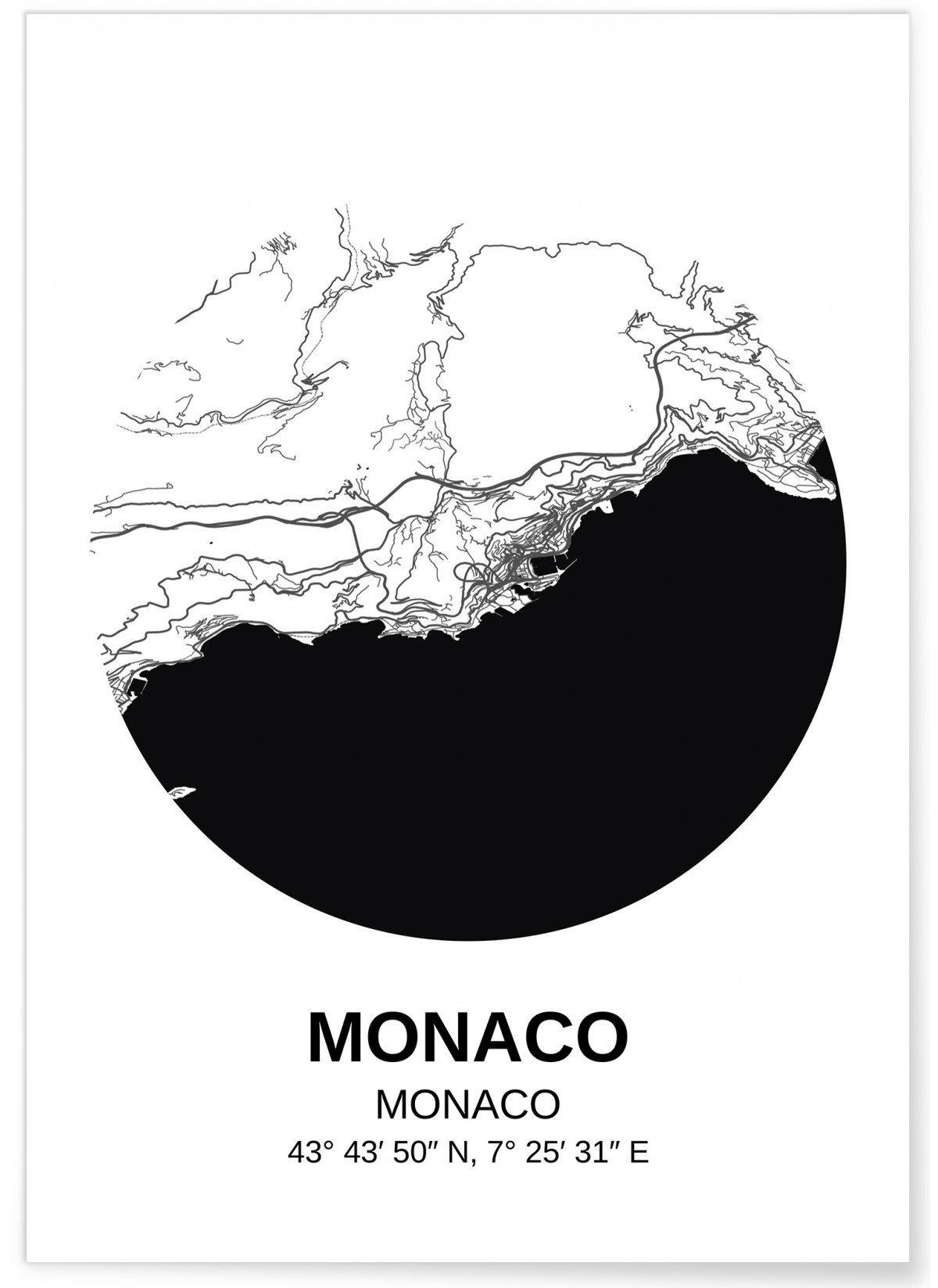 Affiche Carte Monaco