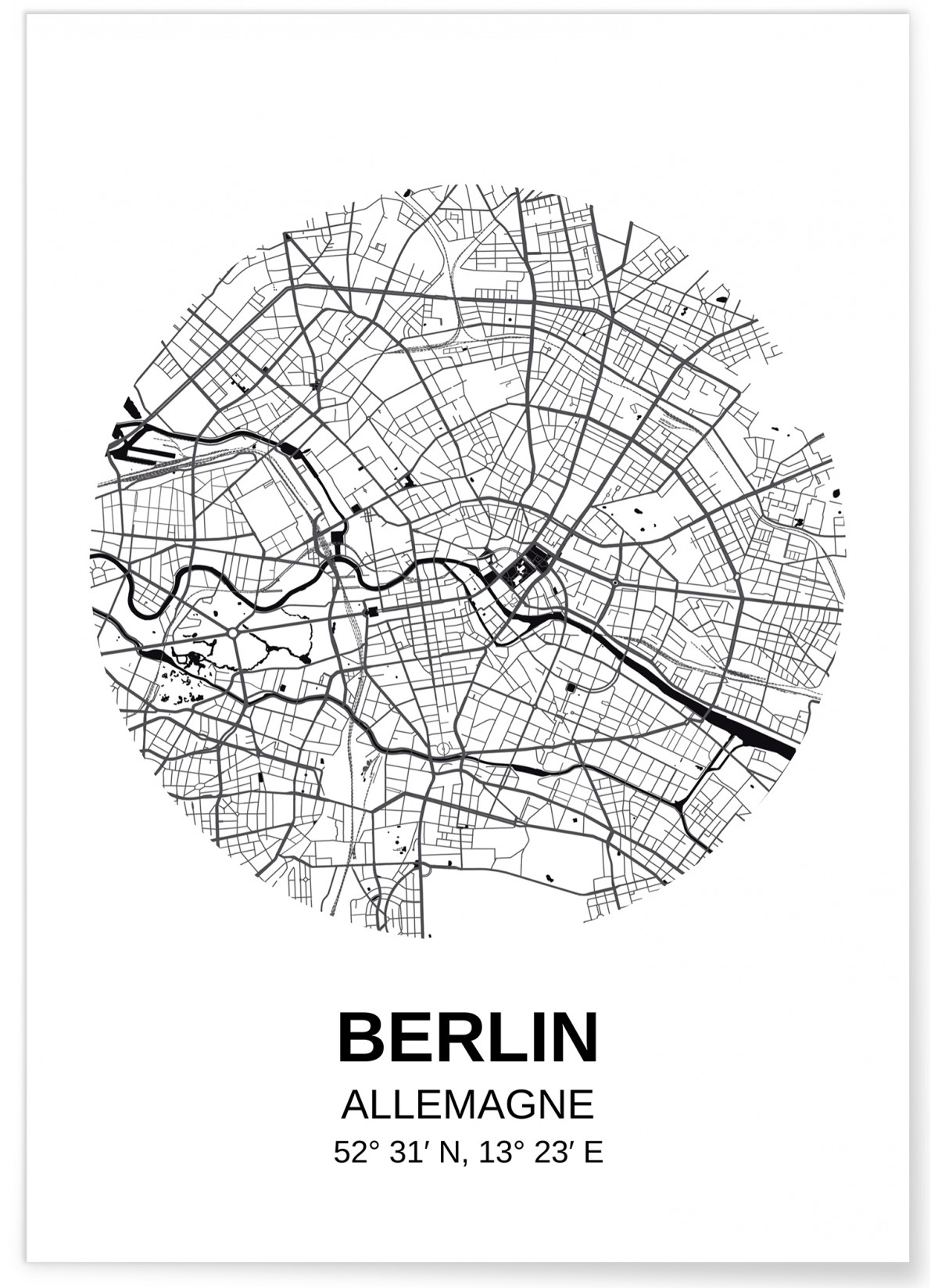 Poster Carte Berlin