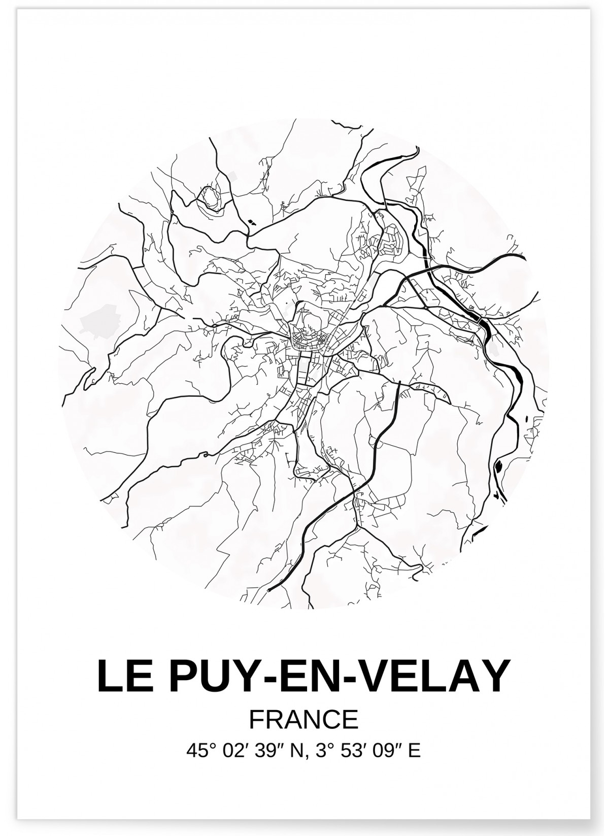 Affiche Carte Le Puy-en-Velay