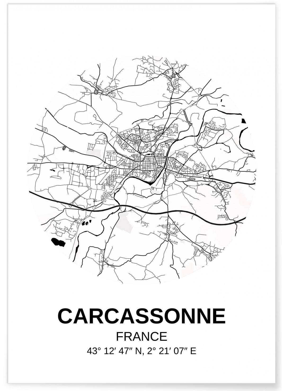 Affiche Carte Carcasonne
