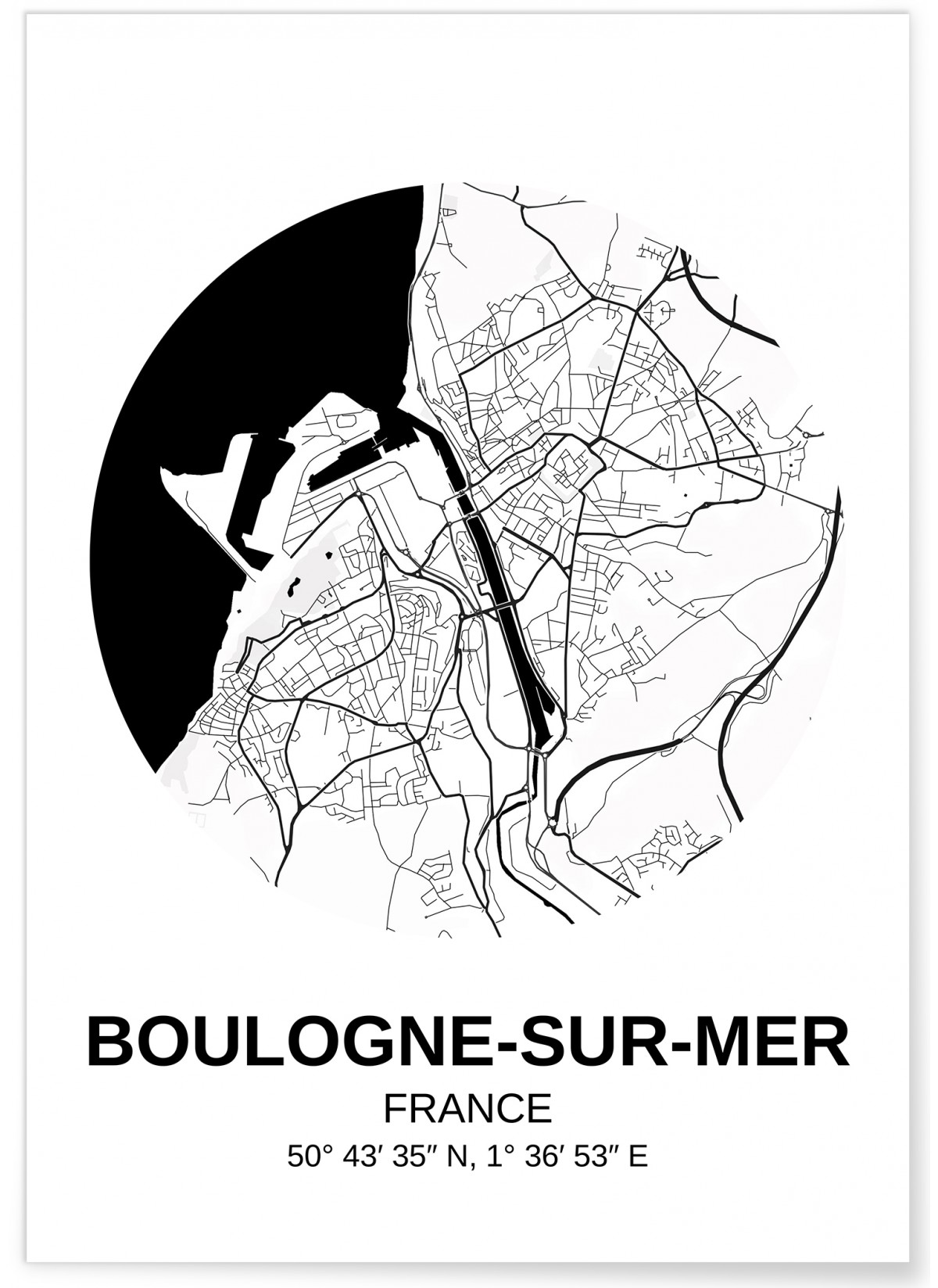 Affiche Carte Boulogne-sur-Mer