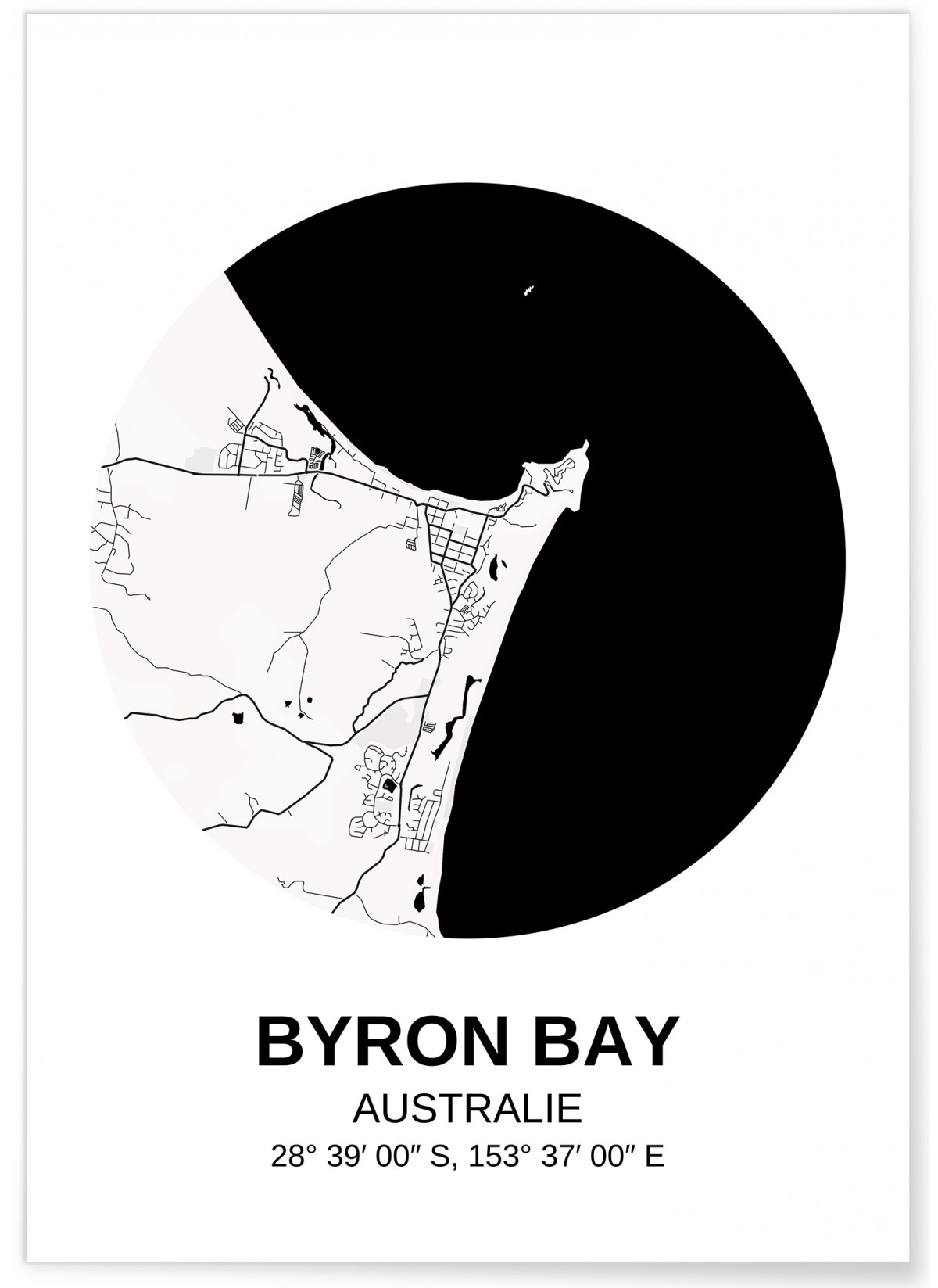 Affiche Carte Byron Bay