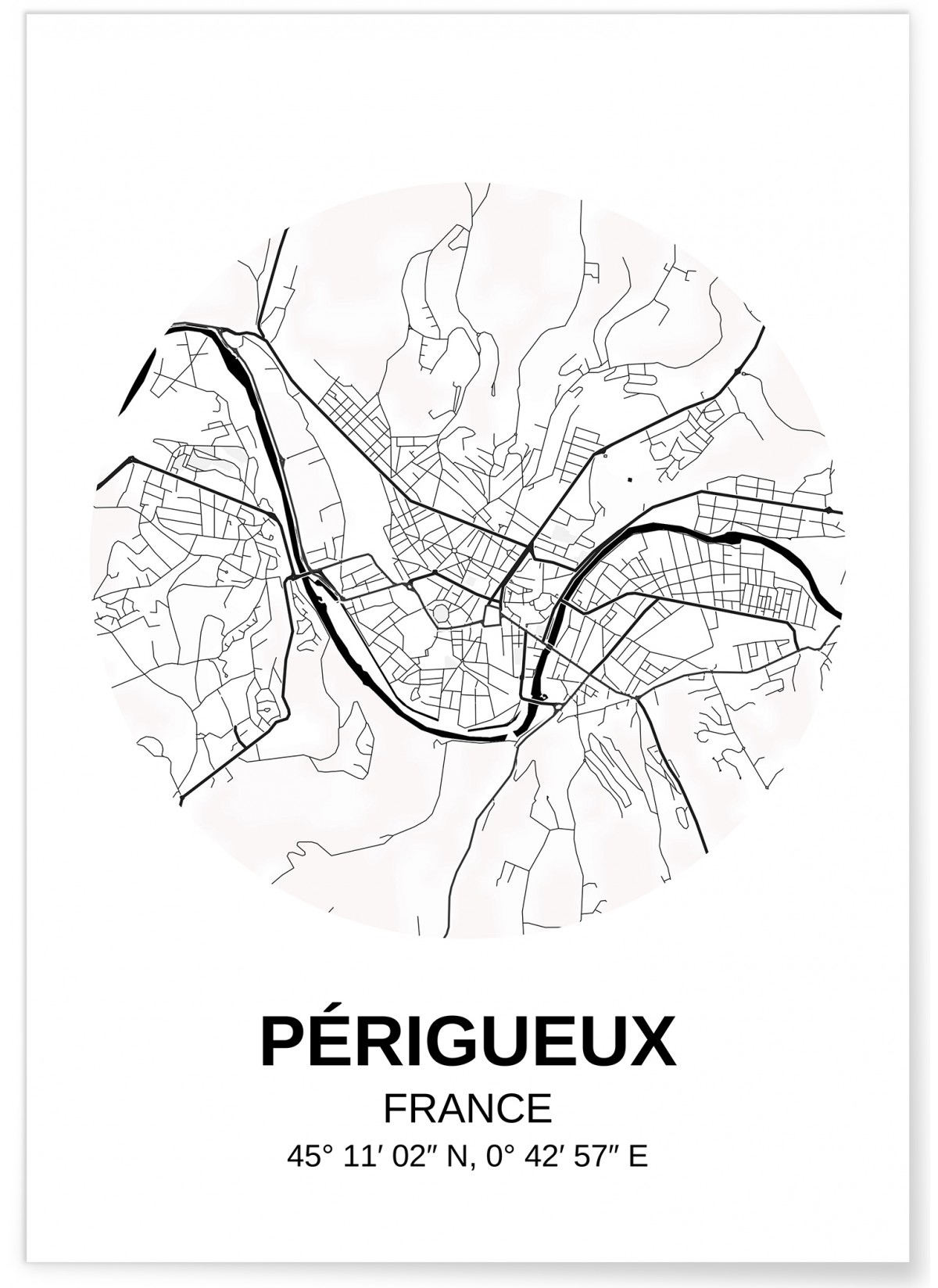 Affiche Carte Périgueux