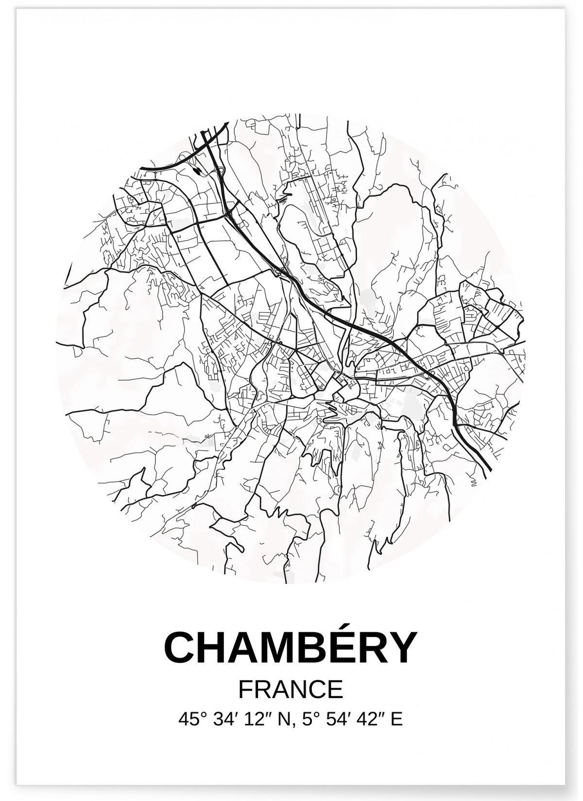 Affiche Carte Chambéry