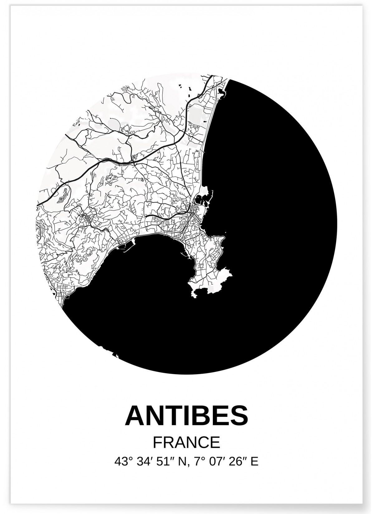 Affiche Carte Antibes