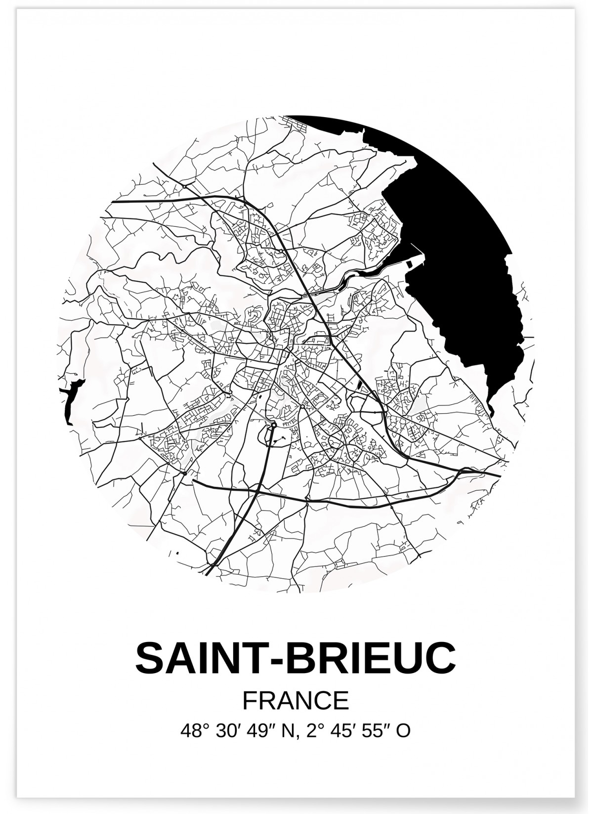 Affiche Carte Saint-Brieuc