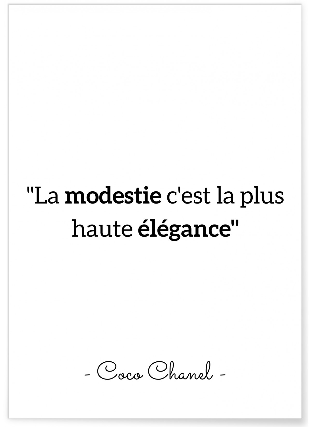 Affiche Coco Chanel : "La modestie"